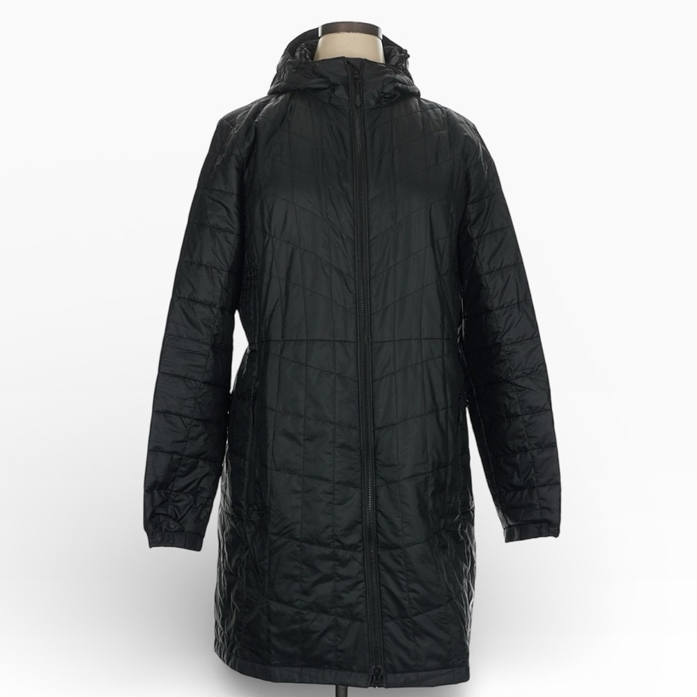 L.L. Bean Primaloft Packaway Long Puffer Coat Size XL Black Lightweight Travel